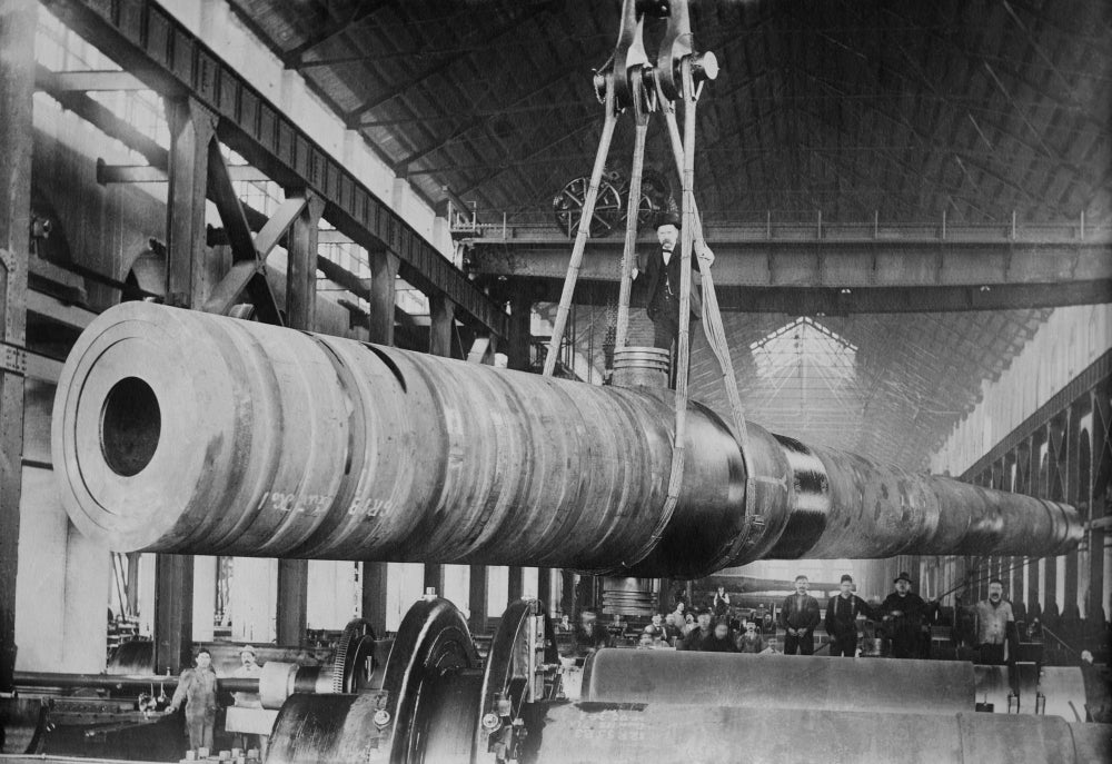 American 16 Inch Cannon Under Construction During World War 1. The Watervliet Arsenal Produced These Big Guns For The Image 1