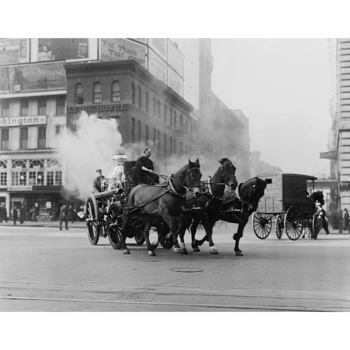 Horse Drawn Fire Engine Speeds On West 43Rd Street And Broadway History Image 2