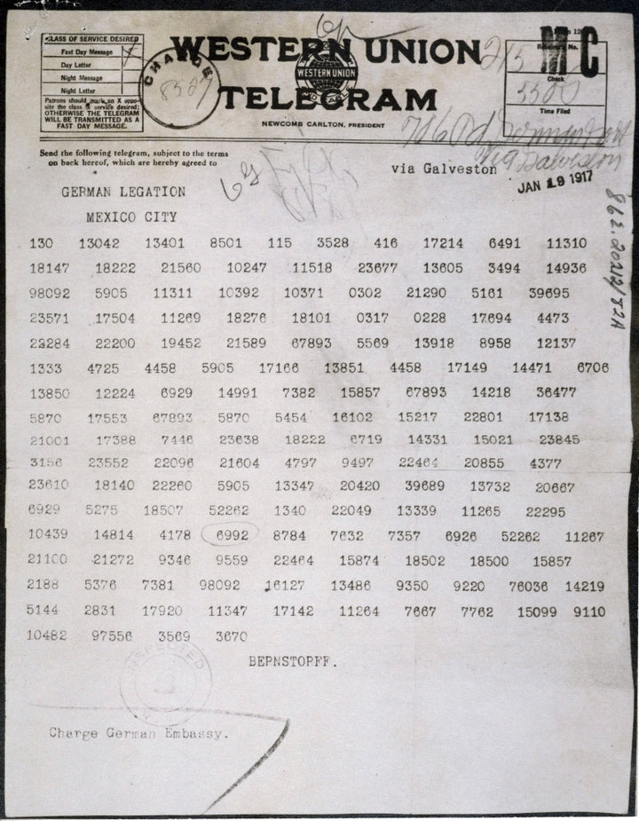 World War I. Zimmermann Telegram. This Telegram Written By German Foreign Secretary Arthur Zimmermann History Image 1