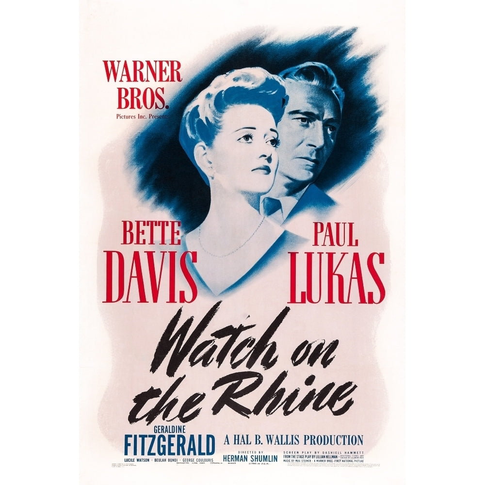 Watch On The Rhine Us Poster Art From Left: Bette Davis Paul Lukas 1943 Movie Poster Masterprint Image 2