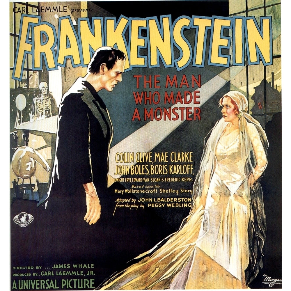 Frankenstein Boris Karloff Mae Clarke On Six-Sheet Poster Art 1931. Movie Poster Masterprint Image 1