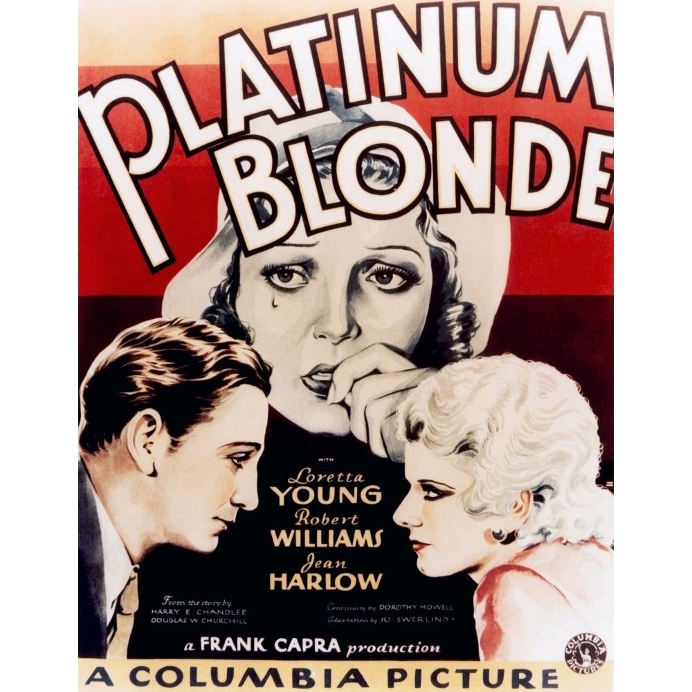 Platinum Blonde Poster Art From Left: Robert Williams Loretta Young Jean Harlow 1931 Movie Poster Masterprint Image 2