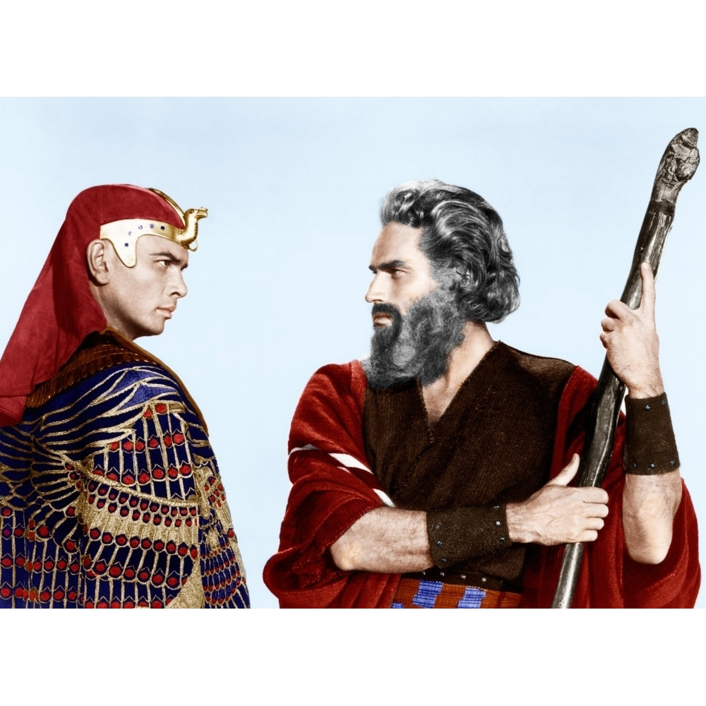 The Ten Commandments From Left: Yul Brynner Charlton Heston 1956 Photo Print Image 2