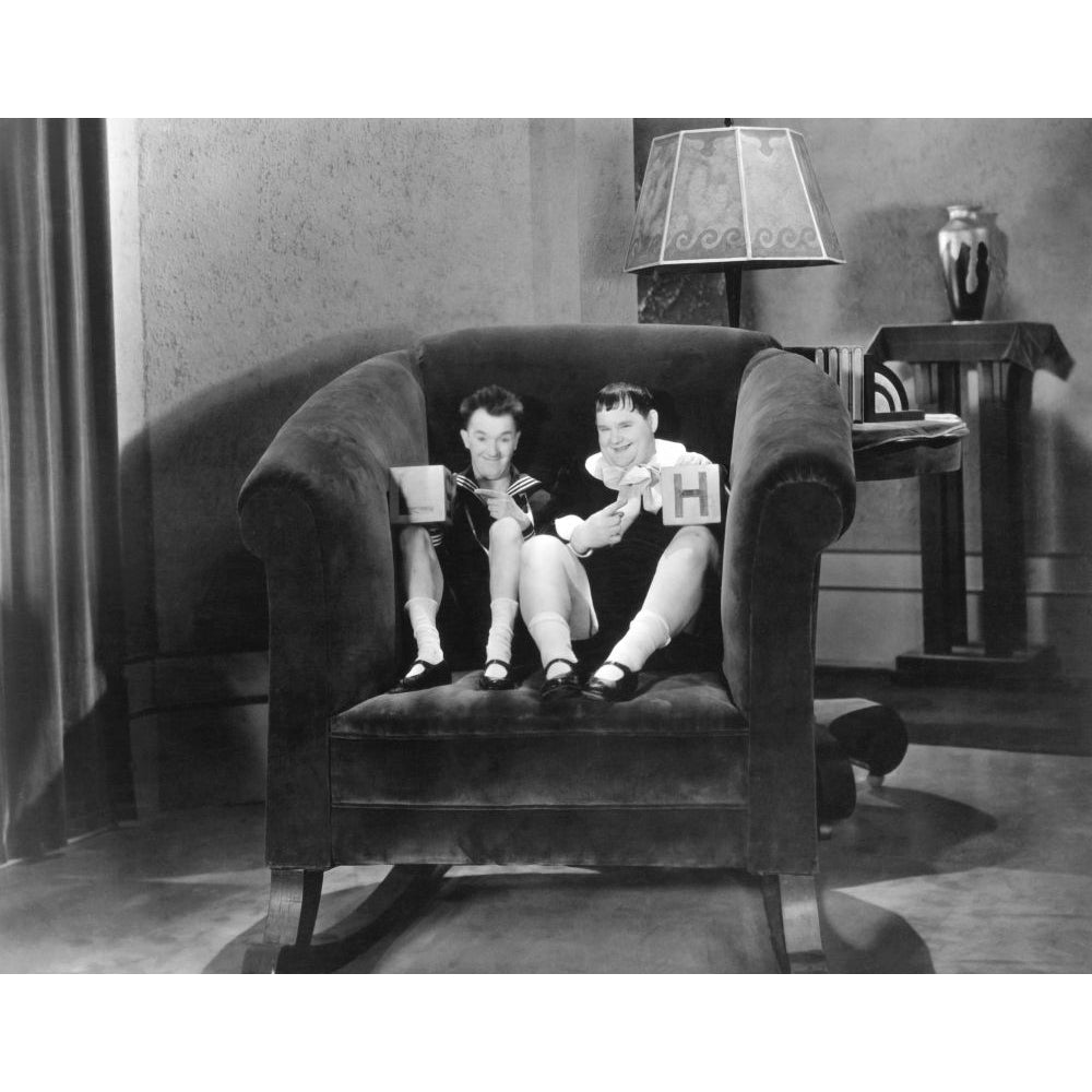 Brats From Left: Stan Laurel Oliver Hardy 1930 Poster Print Image 1