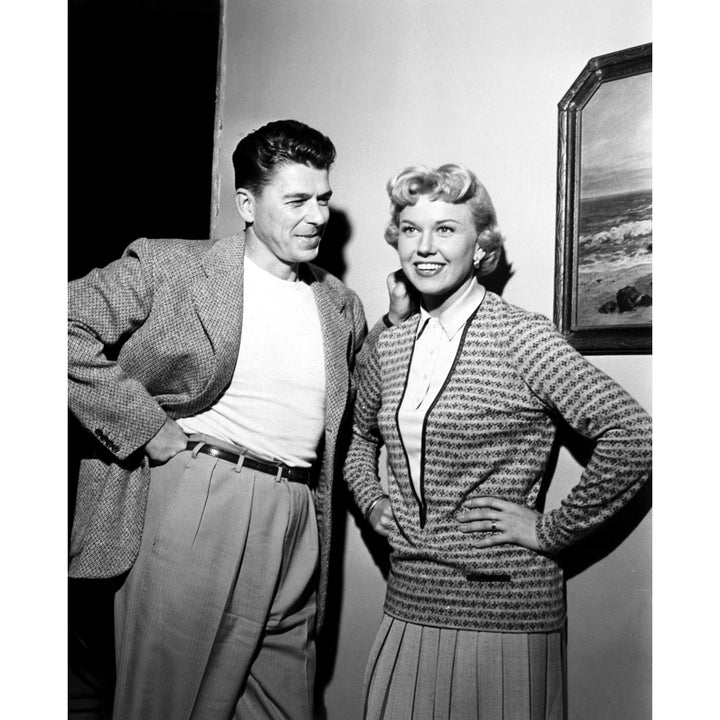 The Winning Team From Left Ronald Reagan Doris Day On-Set 1952 Photo Print Image 2