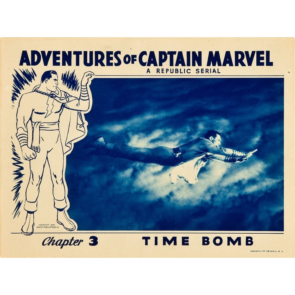 The Adventures Of Captain Marvel Tom Tyler In Chapter 3: Time Bomb Lobbycard 1941. Movie Poster Masterprint Image 1