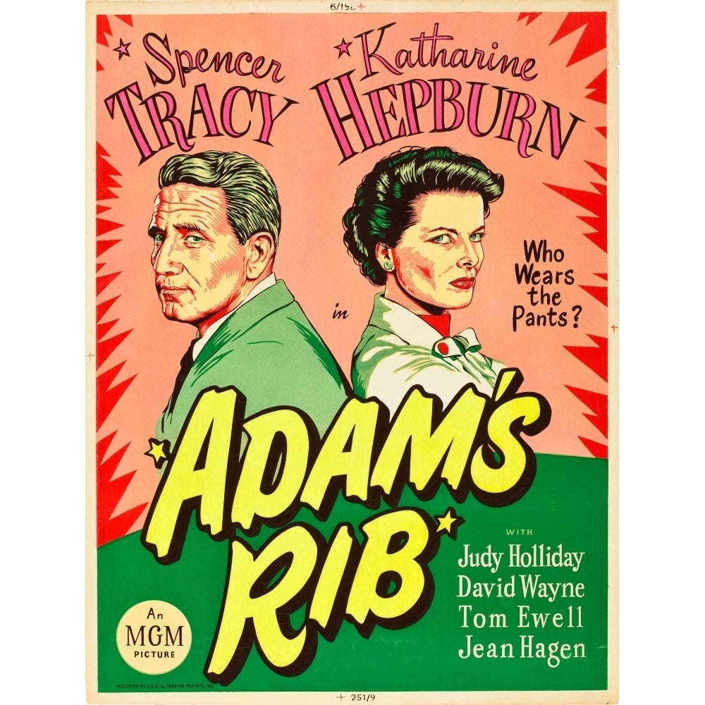 AdamS Rib L-R: Spencer Tracy Katharine Hepburn On Us Poster Art 1949. Movie Poster Masterprint Image 2