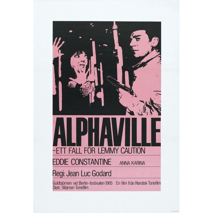 Alphaville Swedish Poster From Left: Anna Karina Eddie Constantine 1965 Movie Poster Masterprint Image 2