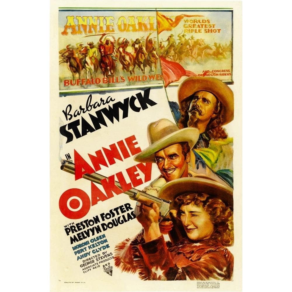 Annie Oakley From Top: Moroni Olsen Melvyn Douglas Barbara Stanwyck 1935. Movie Poster Masterprint Image 1