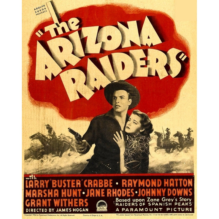 The Arizona Raiders From Left: Larry Buster Crabbe Marsha Hunt On Window Card 1936 Movie Poster Masterprint Image 1