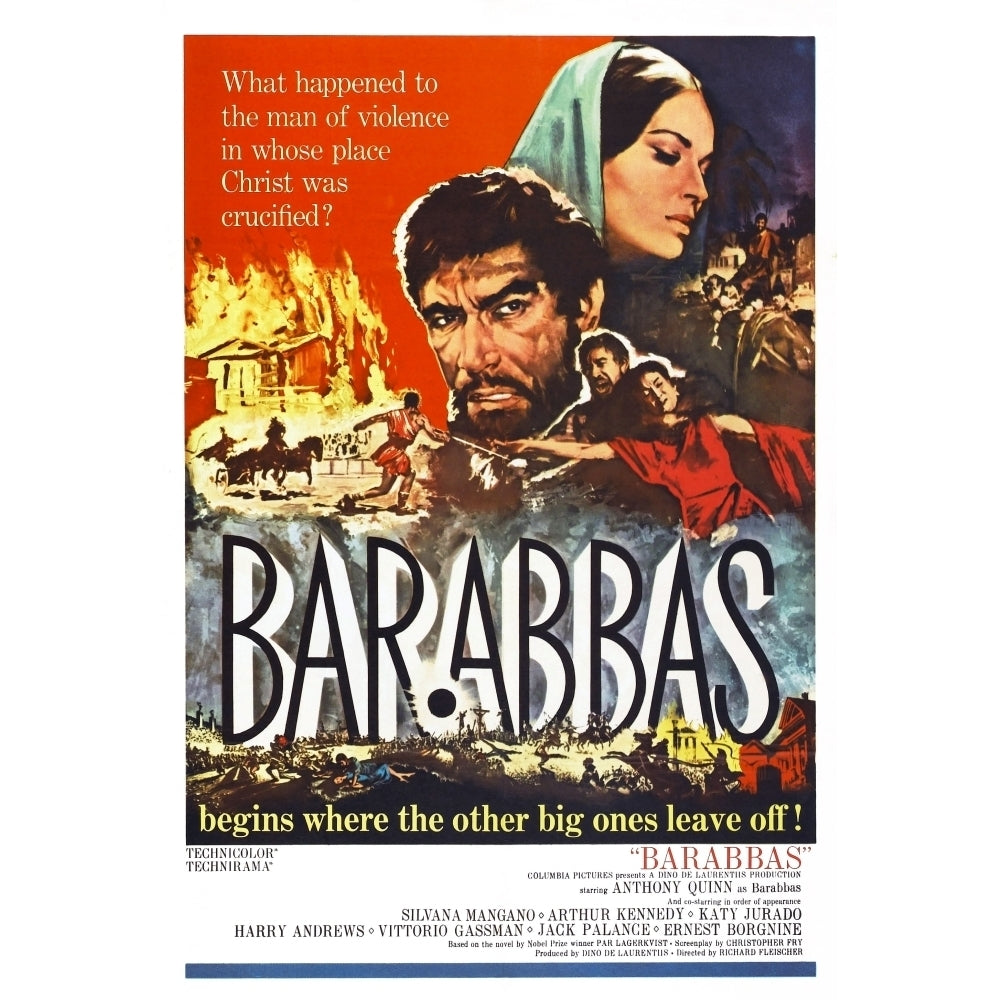 Barabbas Us Poster From Left Anthony Quinn Silvana Mangano 1962 Movie Poster Masterprint Image 1