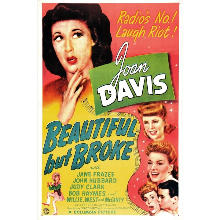 Beautiful But Broke Us Poster Top From Left: Joan Davis Judy Clark Jane Frazee 1944 Movie Poster Masterprint Image 1