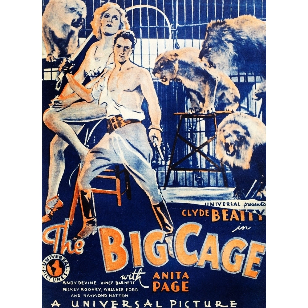 The Big Cage From Left On Us Poster Art: Anita Page Clyde Beatty 1933 Movie Poster Masterprint Image 1