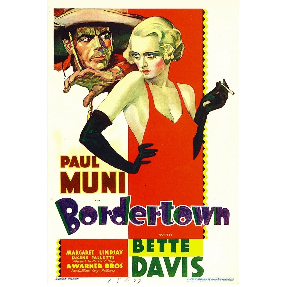 Bordertown Paul Muni Bette Davis On Midget Window Card 1935. Movie Poster Masterprint Image 2