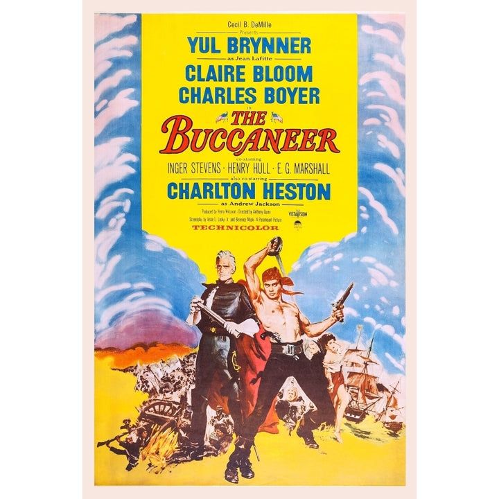 The Buccaneer Us Poster Art From Left: Charlton Heston Yul Brynner 1958 Movie Poster Masterprint Image 1