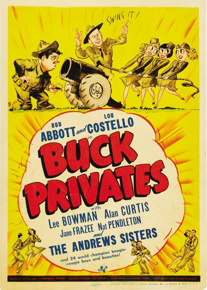 Buck Privates Top From Left: Lou Costello Bud Abbott On Midget Window Card 1941. Movie Poster Masterprint Image 2