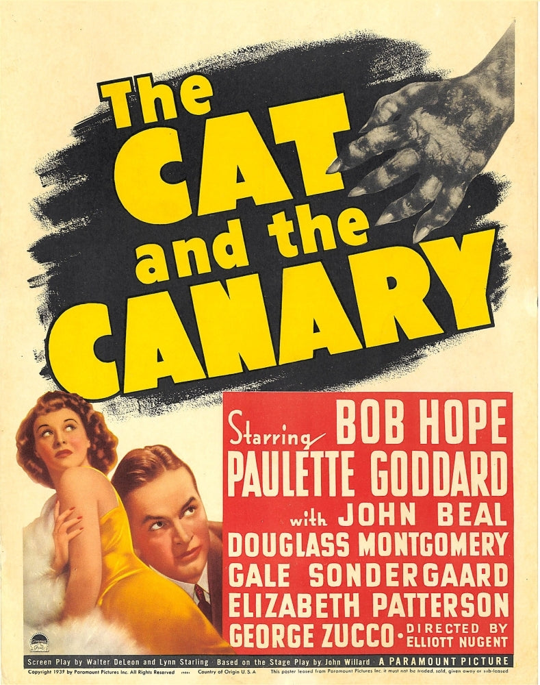 The Cat And The Canary From Left: Paulette Goddard Bob Hope On Window Card 1939. Movie Poster Masterprint Image 1