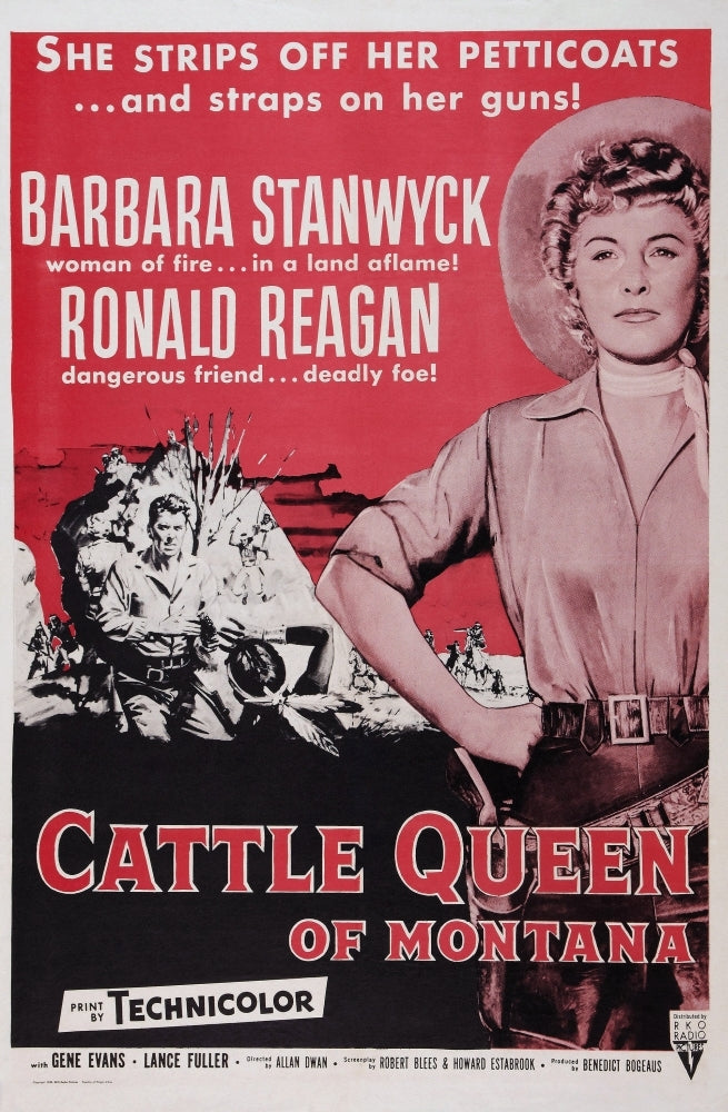 Cattle Queen Of Montana Us Poster From Left: Ronald Reagan Barbara Stanwyck 1954 Movie Poster Masterprint Image 1