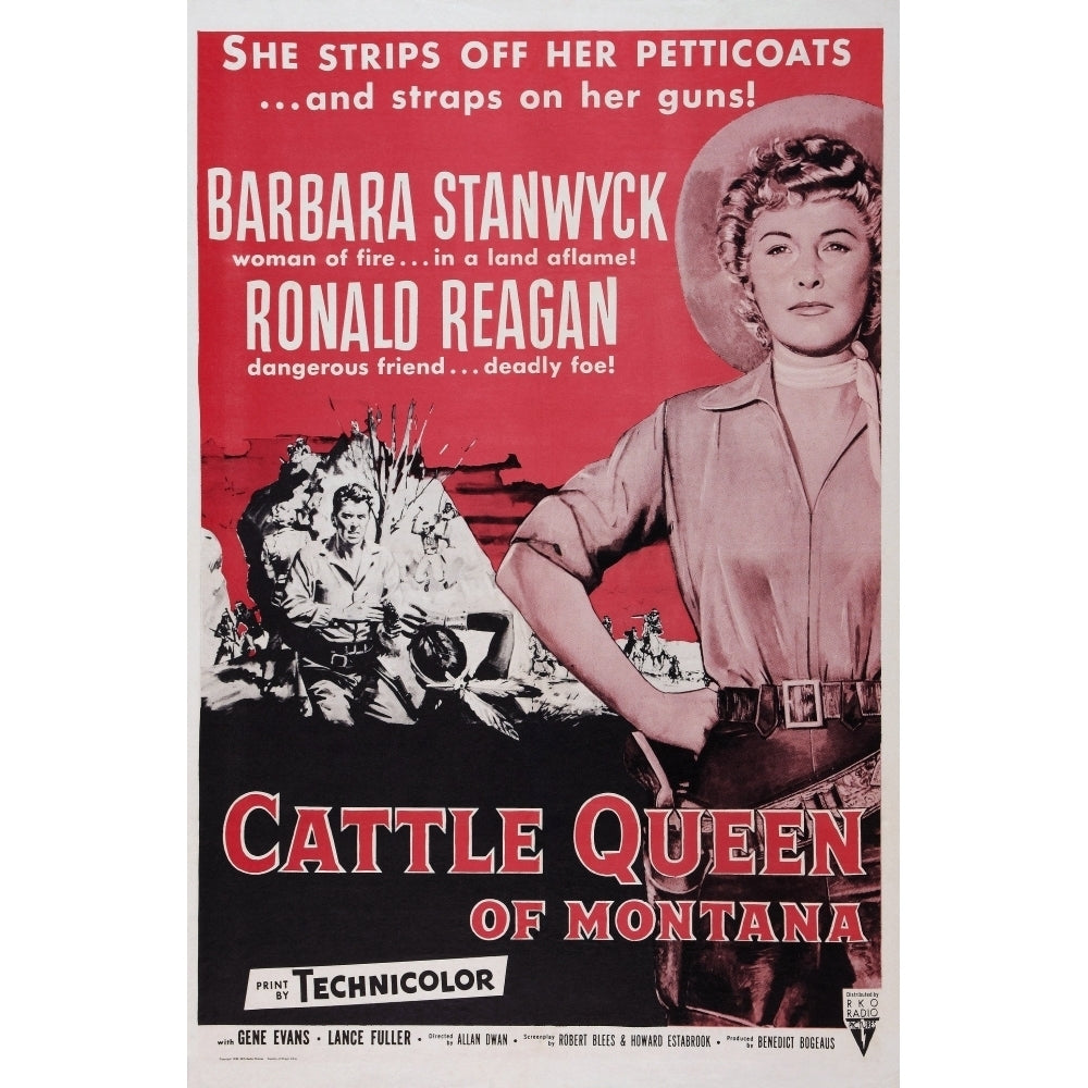 Cattle Queen Of Montana Us Poster From Left: Ronald Reagan Barbara Stanwyck 1954 Movie Poster Masterprint Image 2