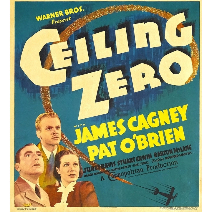 Ceiling Zero From Left: Pat OBrien James Cagney June Travis On Window Card 1936 Movie Poster Masterprint Image 1