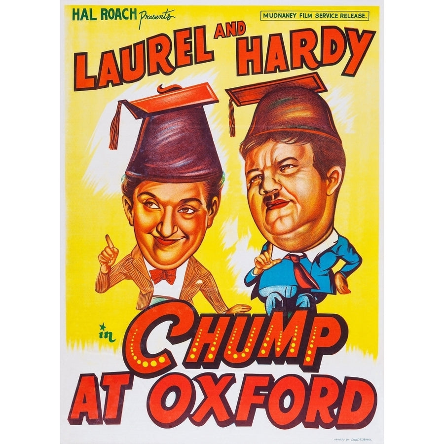 A Chump At Oxford L-R: Stan Laurel Oliver Hardy On Indian Poster Art 1940. Movie Poster Masterprint Image 1