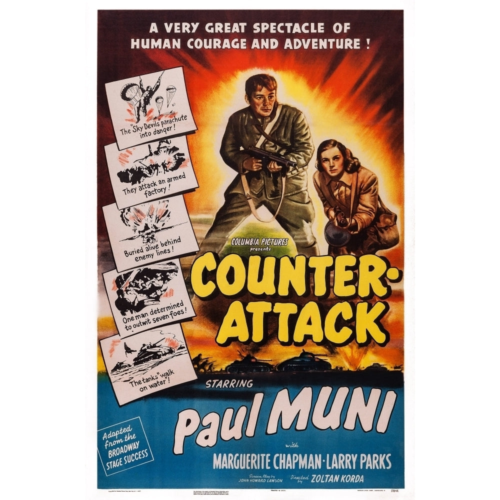 Counter-Attack Us Poster Art From Left: Paul Muni Marguerite Chapman 1945 Movie Poster Masterprint Image 2