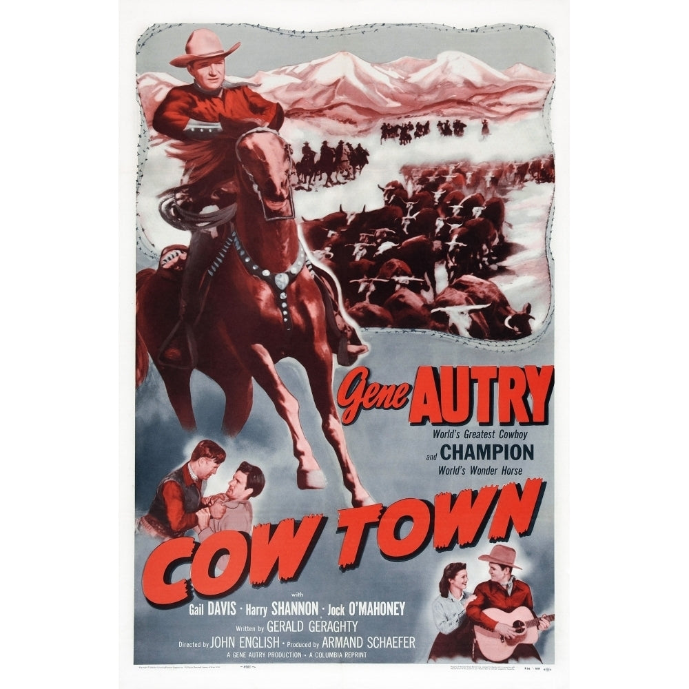 Cow Town Us Poster Art From Left: Gene Autry Jock Mahoney Gail Davis Gene Autry 1950 Movie Poster Masterprint Image 2