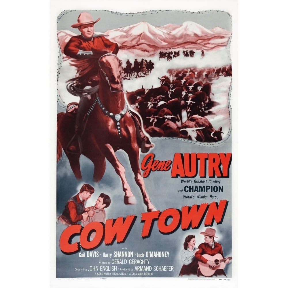 Cow Town Us Poster Art From Left: Gene Autry Jock Mahoney Gail Davis Gene Autry 1950 Movie Poster Masterprint Image 1