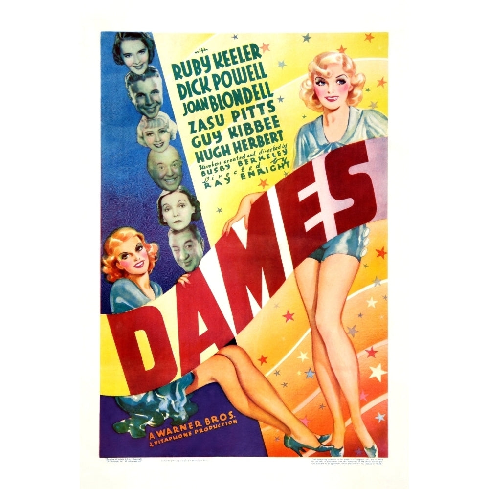 Dames Ruby Keeler Dick Powell Joan Blondell Zasu Pitts Guy Kibbee Hugh Herbert 1934. Movie Poster Masterprint Image 1