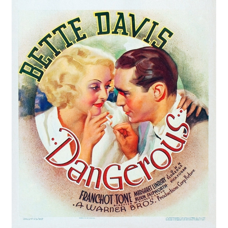 Dangerous L-R: Bette Davis Franchot Tone On Window Card 1935 Movie Poster Masterprint Image 1