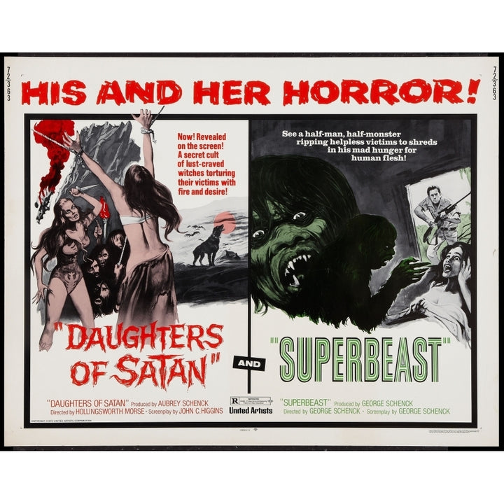 Daughters Of Satan On Double Bill Poster With Superbeast 1972. Movie Poster Masterprint Image 2