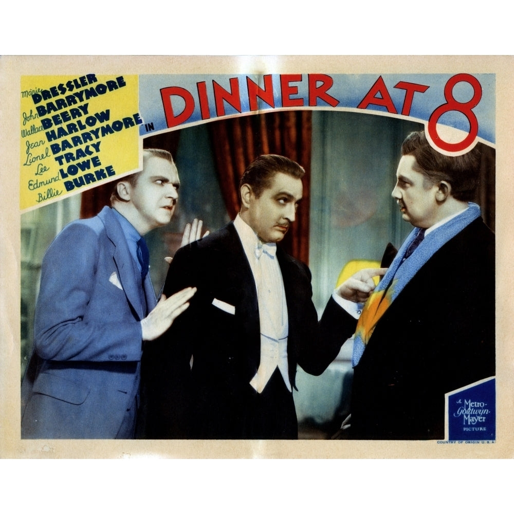 Dinner At Eight Lee Tracy John Barrymore Jean Hersholt 1933 Movie Poster Masterprint Image 1