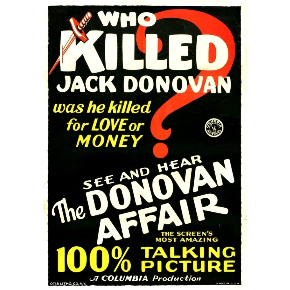 The Donovan Affair Us Poster Art 100% Talking Picture 1929 Movie Poster Masterprint Image 1