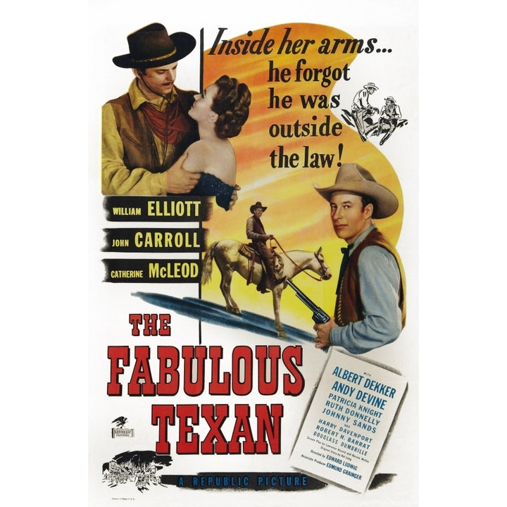 The Fabulous Texan Poster Art L-R: John Carroll Catherine Mcleod Bill Elliott 1947. Movie Poster Masterprint Image 2