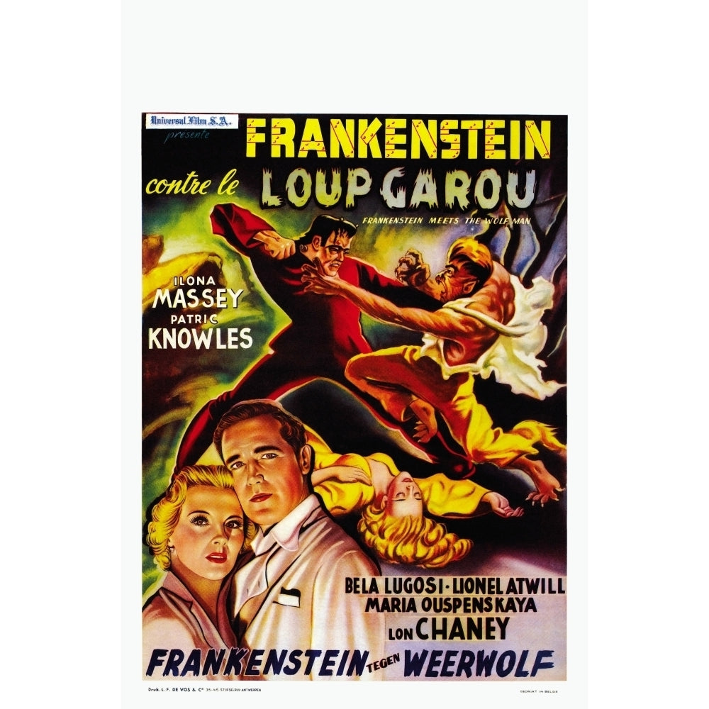 Frankenstein Meets The Wolf Man Movie Poster Masterprint Image 1