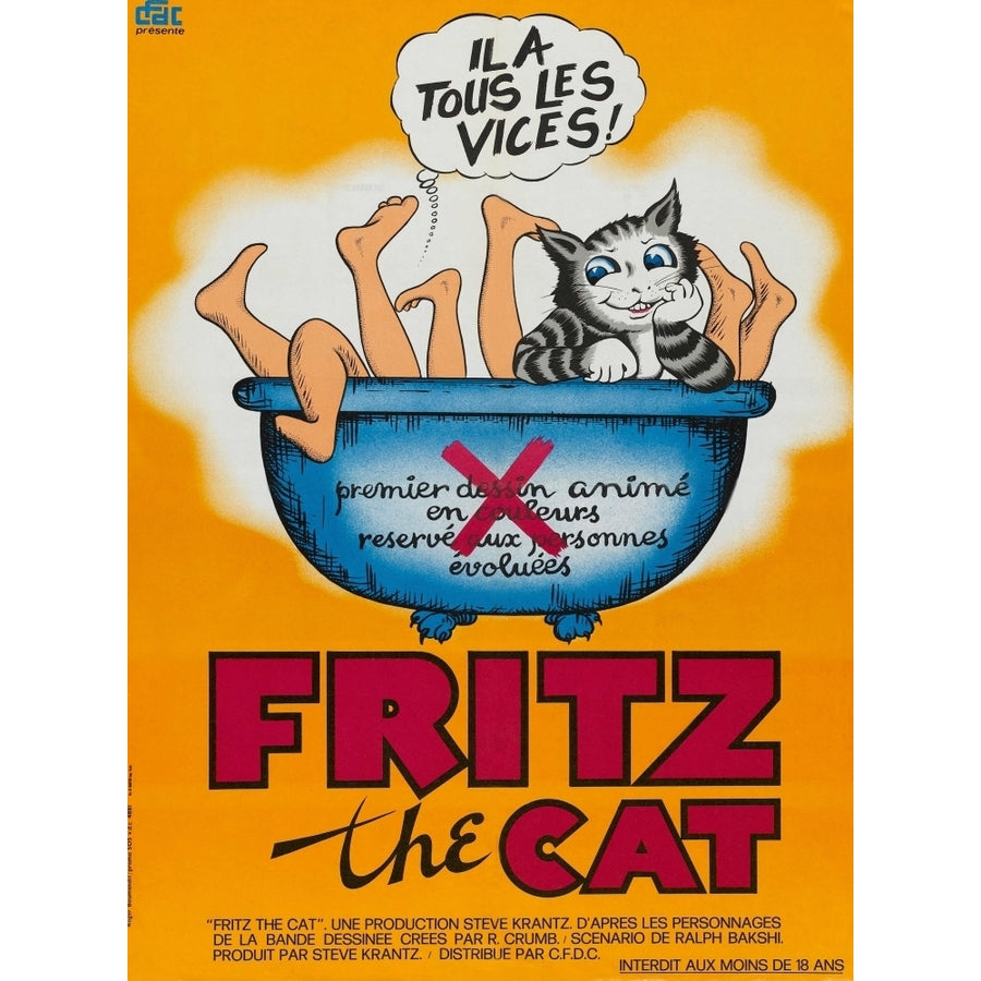 Fritz The Cat Fritz The Cat On French Poster Art 1972 Movie Poster Masterprint Image 1