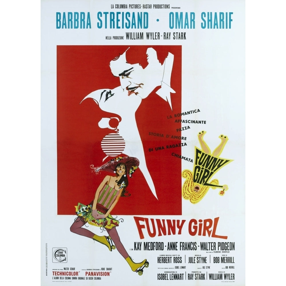 Funny Girl Italian Poster From Left: Barbra Streisand Omar Sharif 1968 Movie Poster Masterprint Image 1