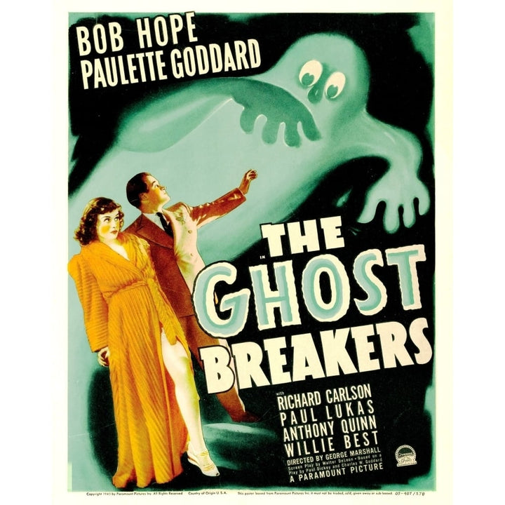 The Ghost Breakers From Left: Paulette Goddard Bob Hope On Window Card 1940 Movie Poster Masterprint Image 1