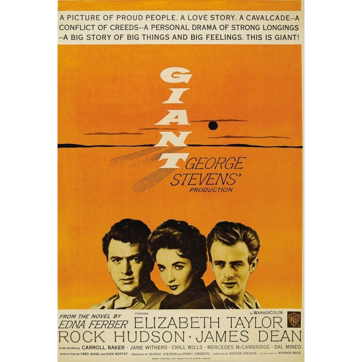 Giant From Left: Rock Hudson Elizabeth Taylor James Dean 1956 Movie Poster Masterprint Image 2