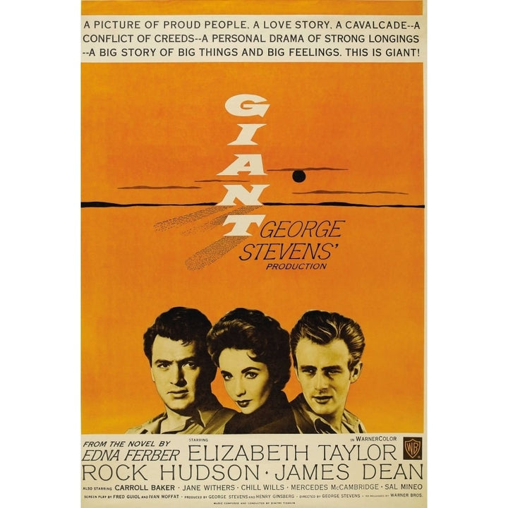 Giant From Left: Rock Hudson Elizabeth Taylor James Dean 1956 Movie Poster Masterprint Image 1