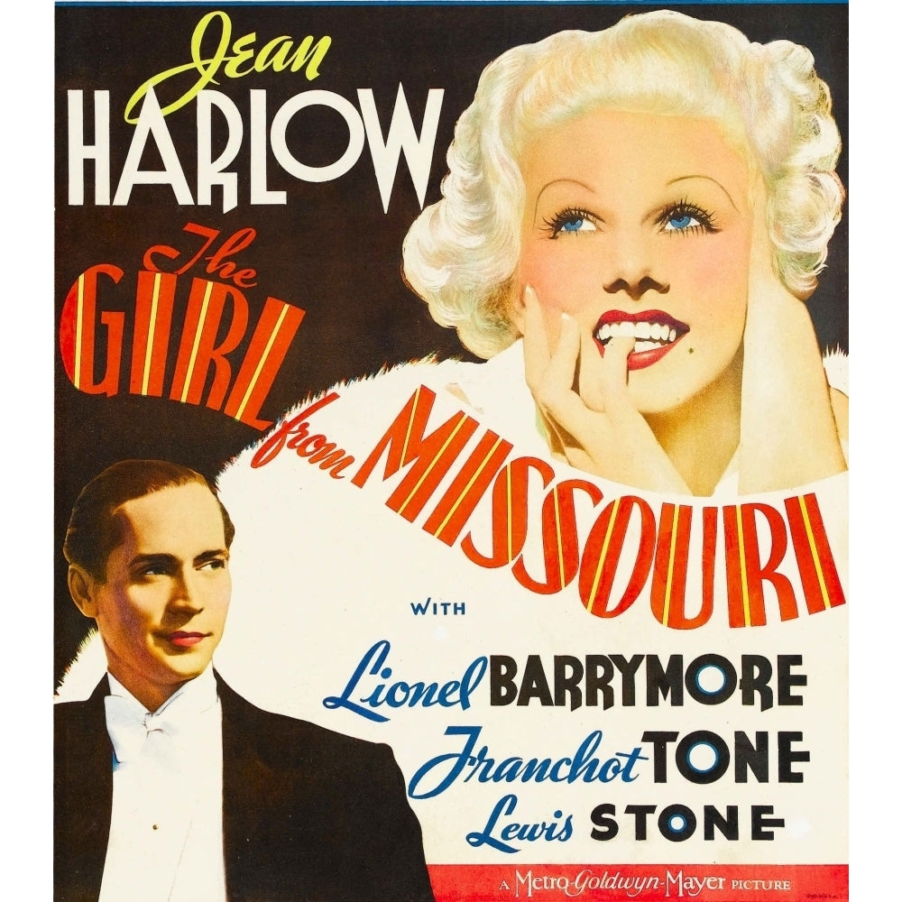 Girl From Missouri From Left: Franchot Tone Jean Harlow On Window Card 1934 Movie Poster Masterprint Image 1