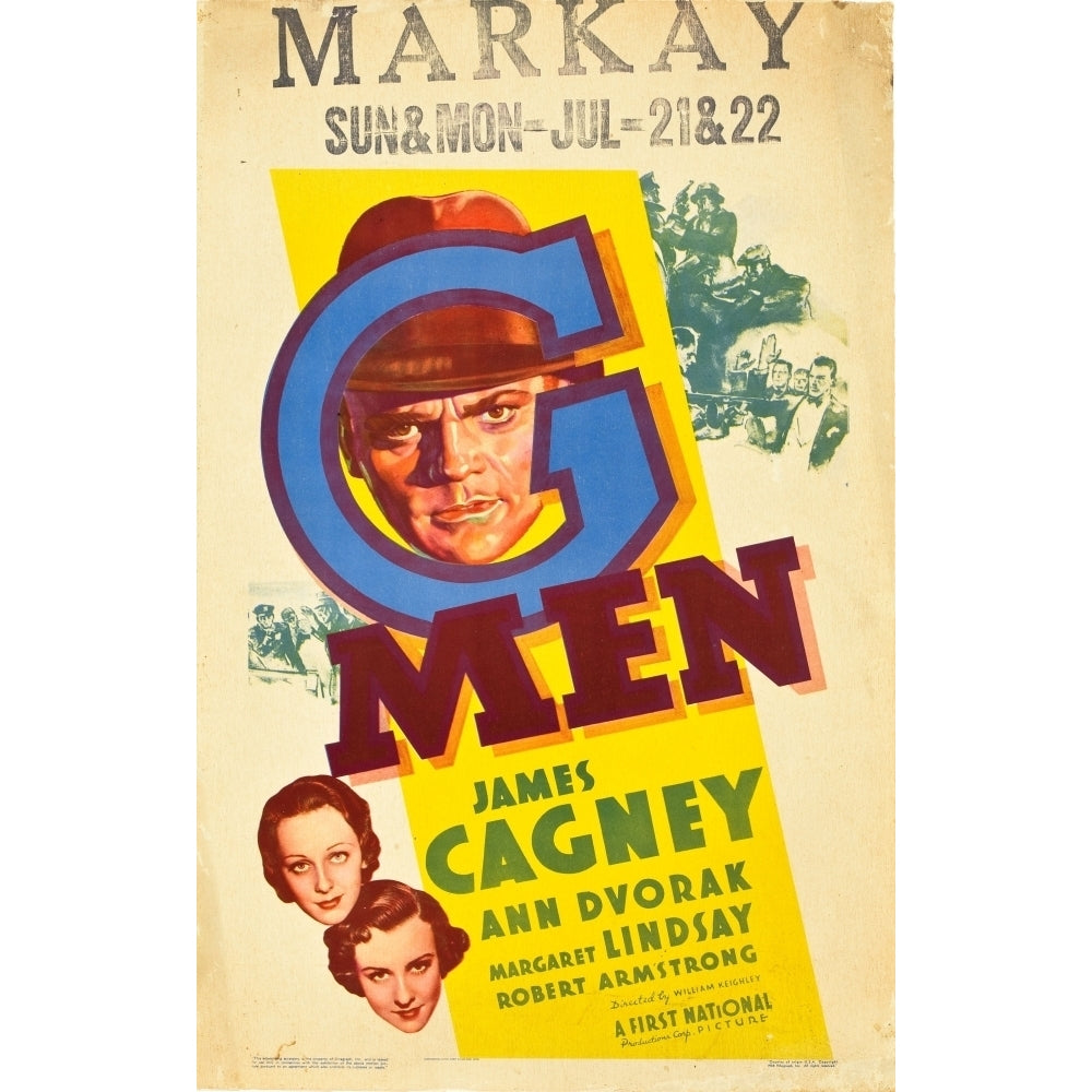 G-Men Ann Dvorak Margaret Lindsay James Cagney On Window Card 1935 Movie Poster Masterprint Image 1