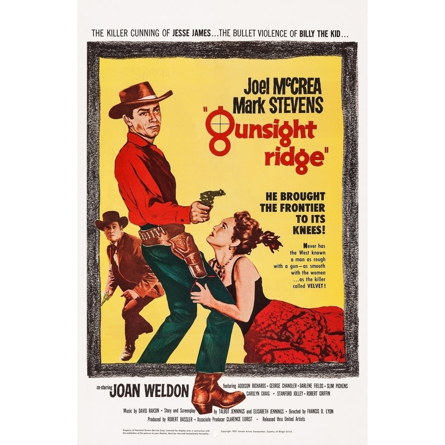 Gunsight Ridge Us Poster Art Left: Joel Mccrea 1957 Movie Poster Masterprint Image 1