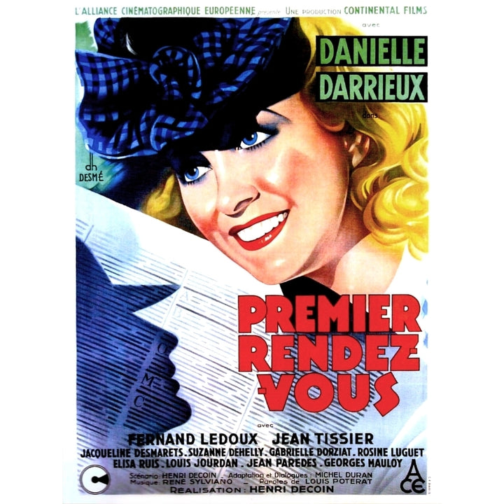 Her First Affair French Poster Danielle Darrieux 1941 Movie Poster Masterprint Image 1