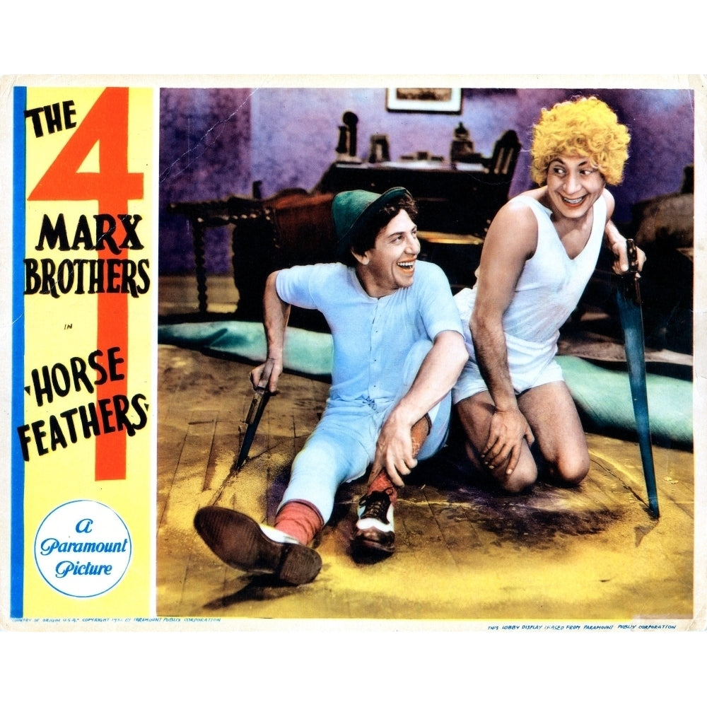 Horse Feathers Lobbycard From Left: Chico Marx Harpo Marx 1932 Movie Poster Masterprint Image 2