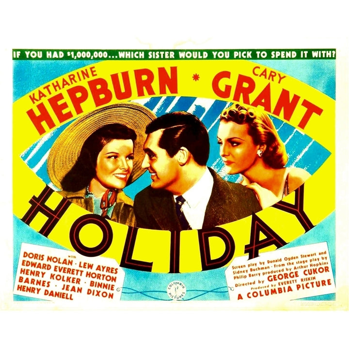 Holiday From Left: Katharine Hepburn Cary Grant Doris Nolan 1938. Movie Poster Masterprint Image 1