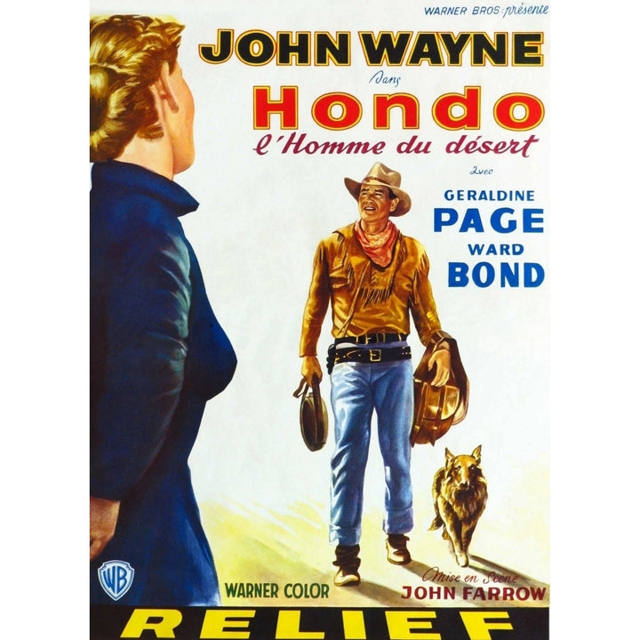 Hondo John Wayne On Belgian Poster Art 1953. Movie Poster Masterprint Image 2