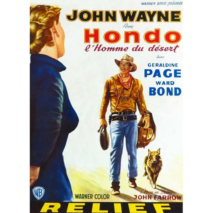 Hondo John Wayne On Belgian Poster Art 1953. Movie Poster Masterprint Image 1