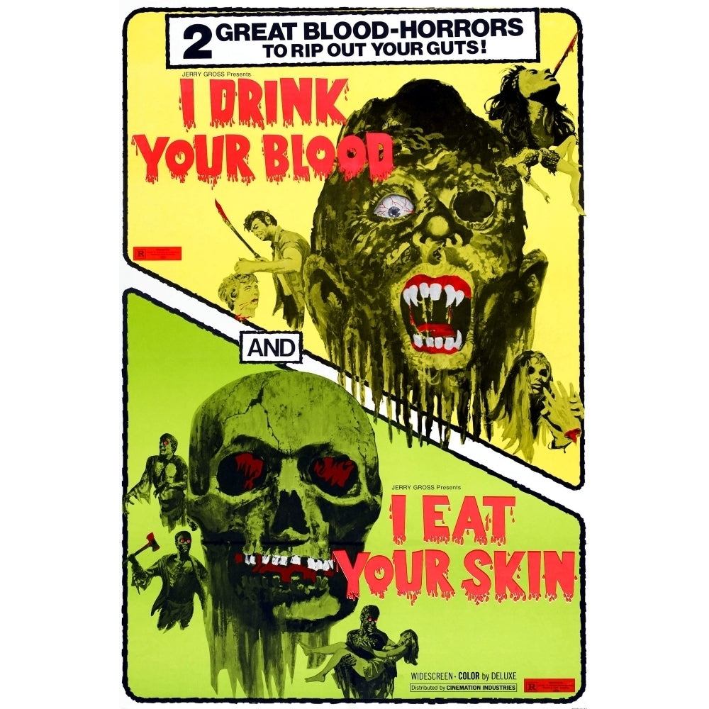 I Drink Your Blood And I Eat Your Skin Double Feature Poster 1970 1964 Movie Poster Masterprint Image 2