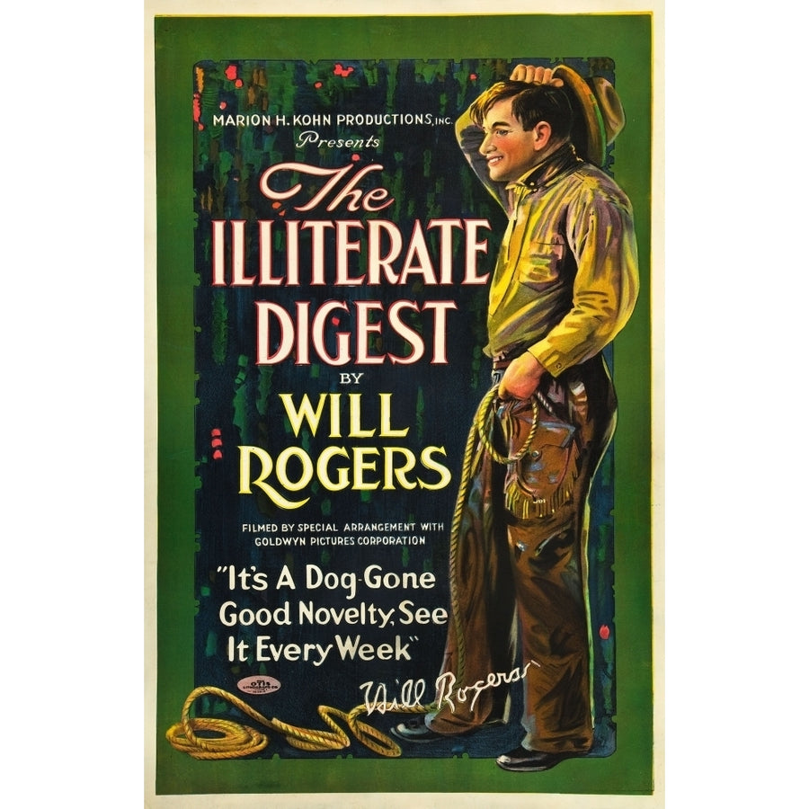 The Illiterate Digest Will Rogers 1924 Movie Poster Masterprint Image 1